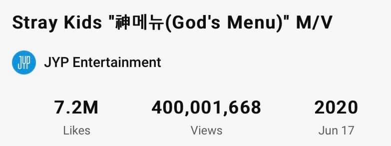 “god’s Menu” Stray Kids Menjadi Mv Pertama Mereka Yang Mencapai 400 Juta Views